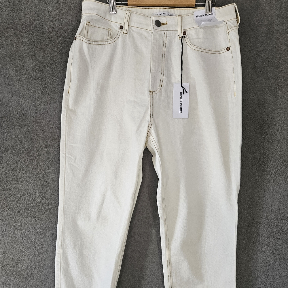 NWT Elizabeth & James High-Rise Vintage Straight Jeans Cream Size 12 L31 Cuffed
